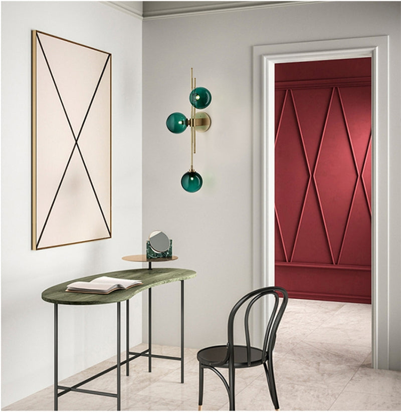 OUD Shadowcaster Green White Glass Ball Wall Lamps