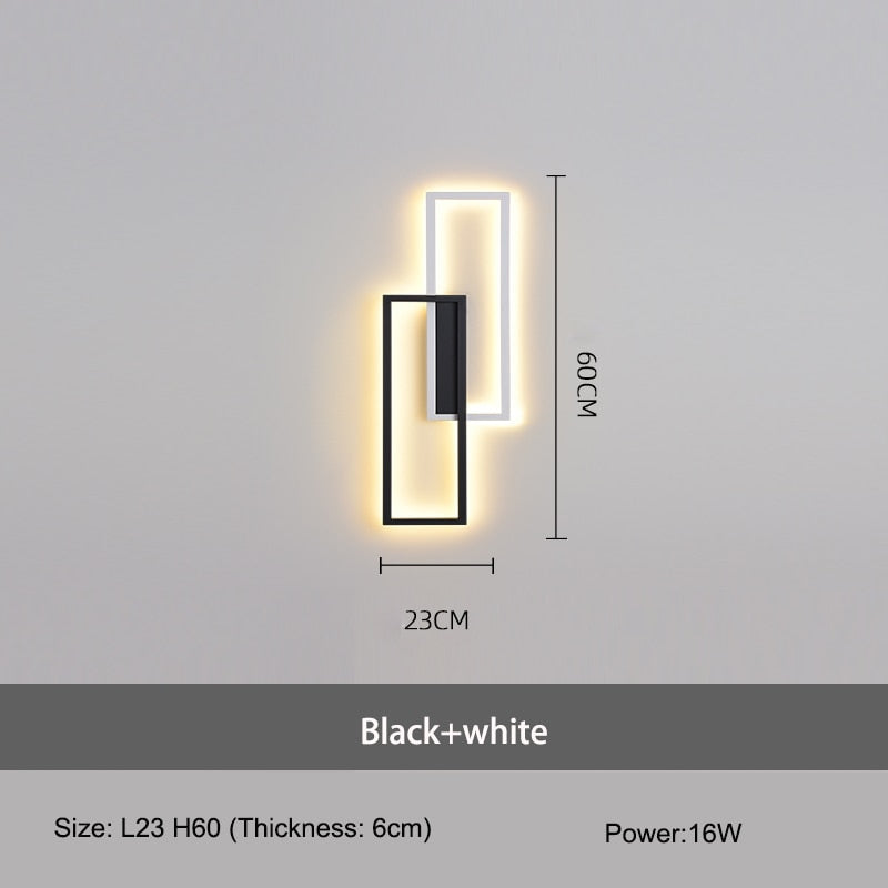 IIS LED Wall Sconces Black Rectangle Minimalist Wall Mounted Light