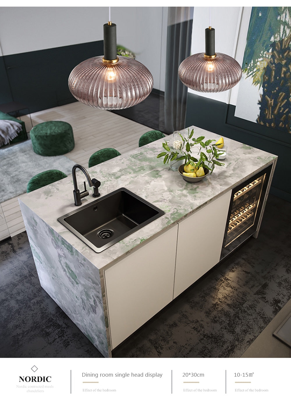 Wad Nordic Colorful Glass Pendant Light