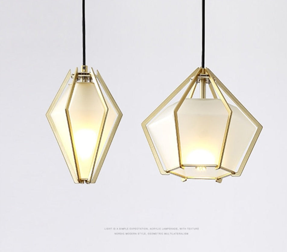 IIS Nordic Diamond Glass Golden Ceiling Hanging Lamp