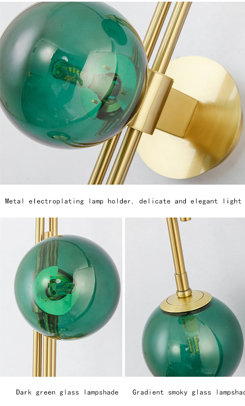 OUD Shadowcaster Green White Glass Ball Wall Lamps