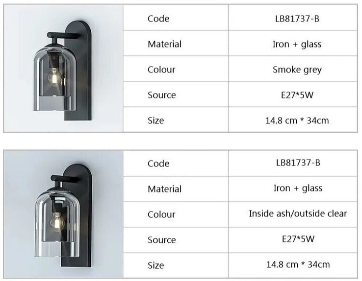 IIS Postmodern Indoor Glass Wall Lights Vintage Bath Vanity