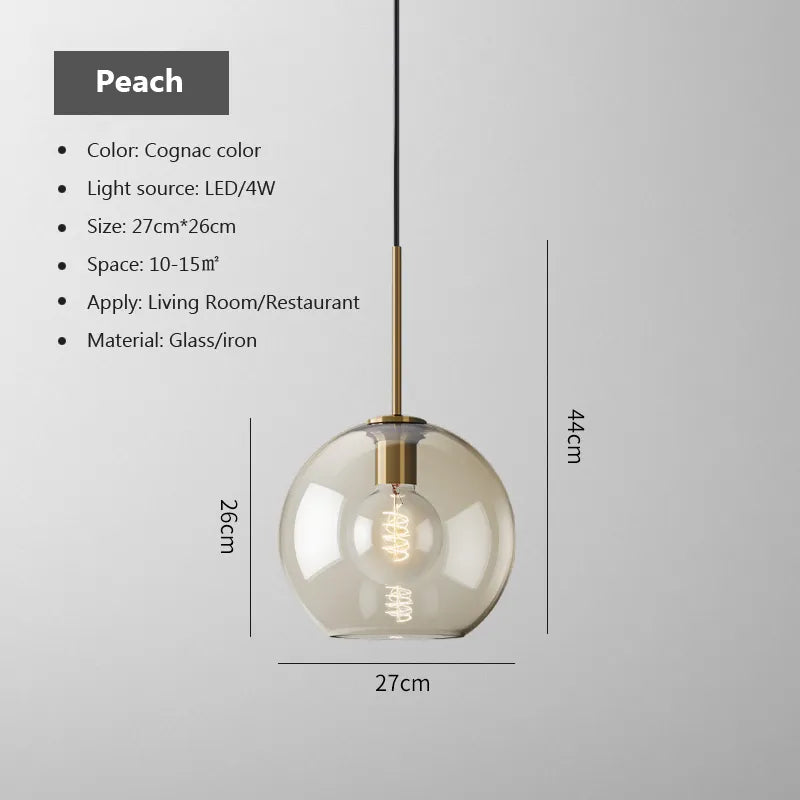 Nordic Industrial Glass LED Pendant