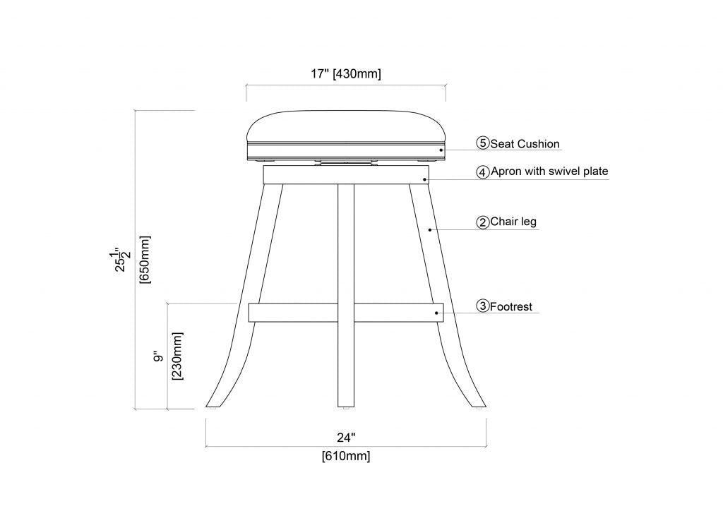 Sylvi - Bar Stool Backless Swivel Counter Stool