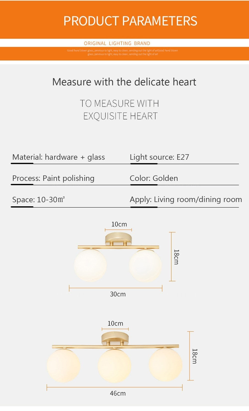 DAR Nordic LED Glass Ceiling Light White Ball Creative Golden