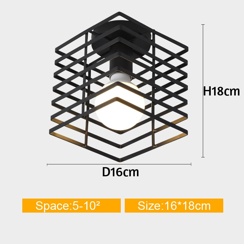 Iron Cage Metal Retro Ceiling Lamp
