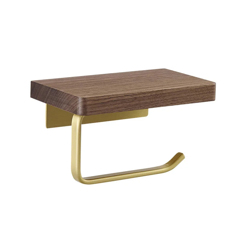 Cecilie - Toilet Roll Holder Brass Wood