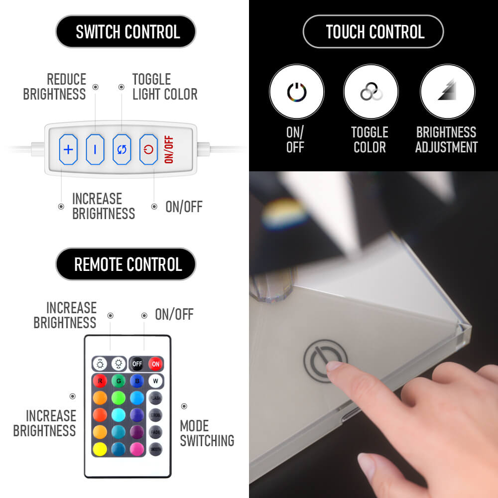 PQ LED Diamond Crystal Projection Night Lights USB Charging Touch Control