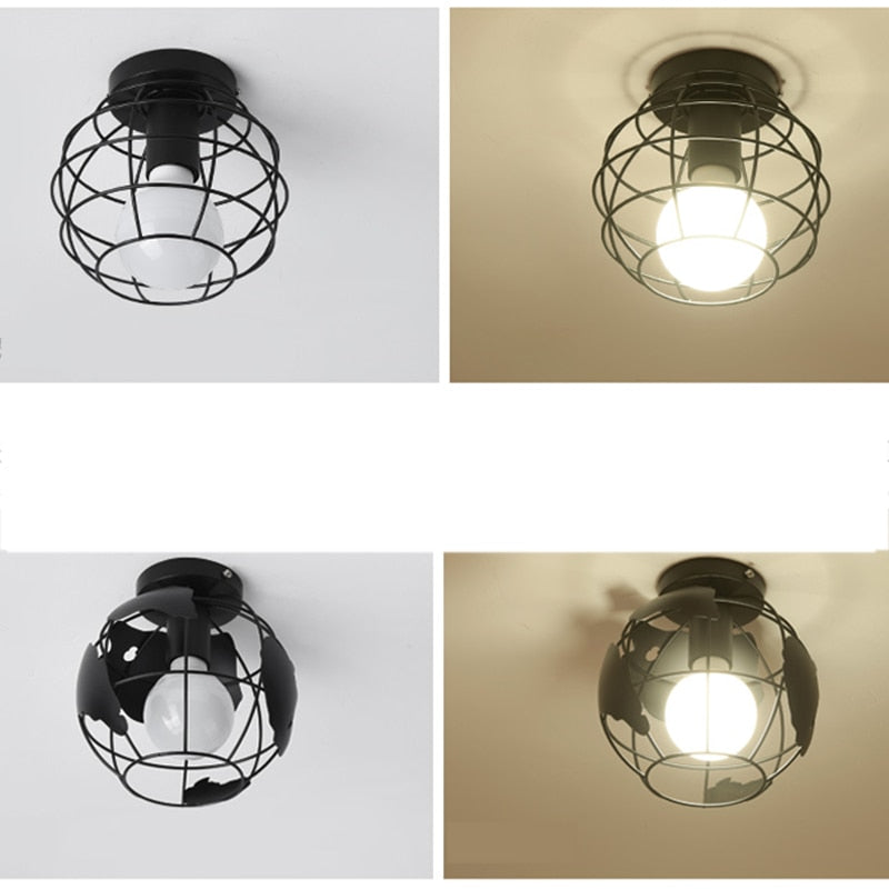 Iron Cage Metal Retro Ceiling Lamp