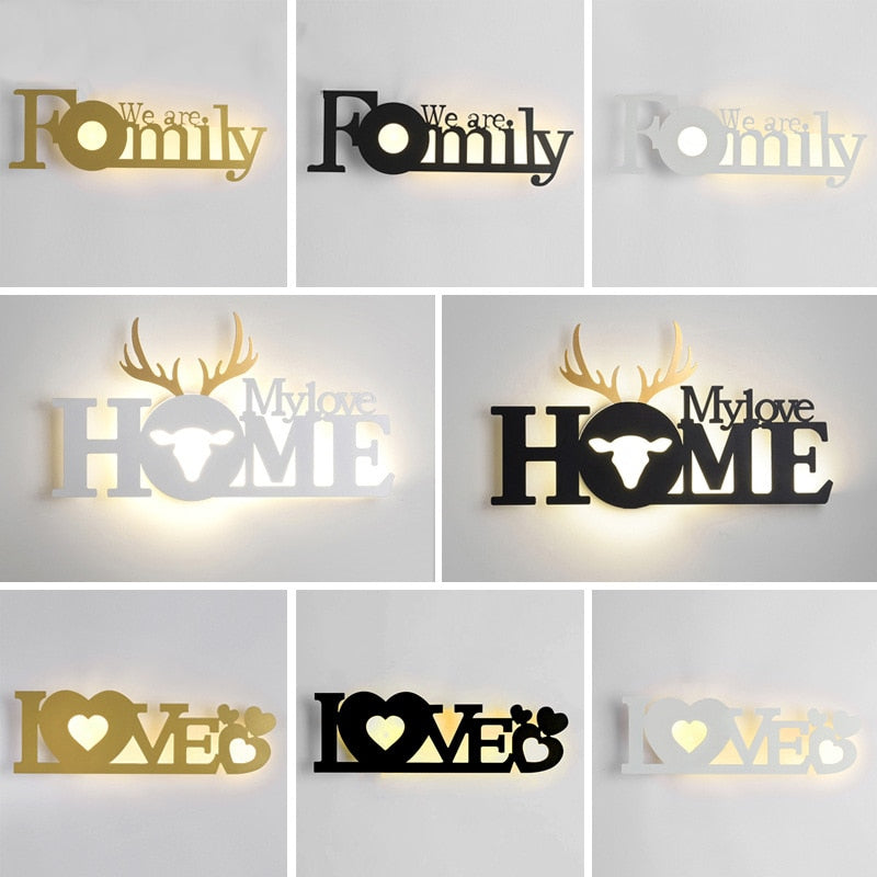 GRN HOME-FAMILY-LOVE Logo Creative Modern Acrylic Wall Lamp