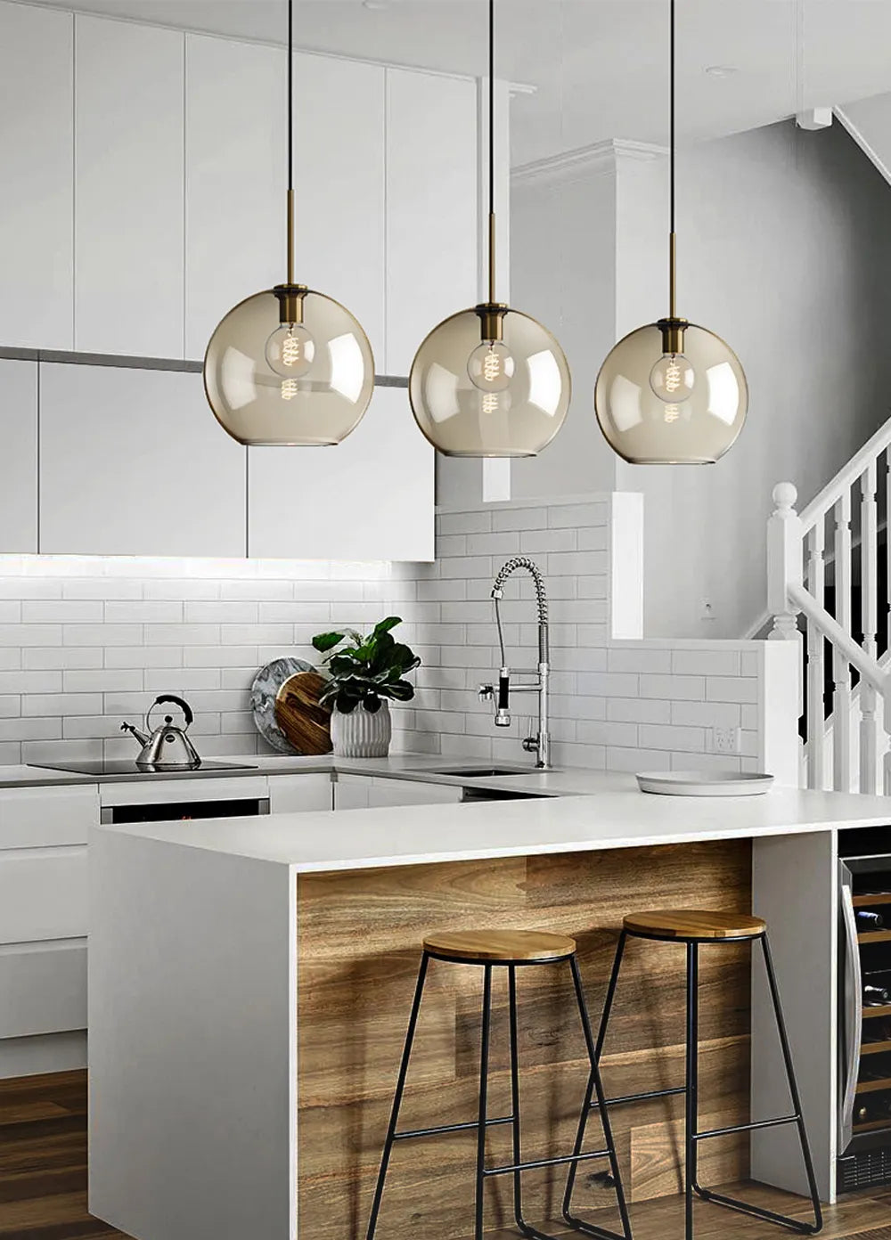 Nordic Industrial Glass LED Pendant