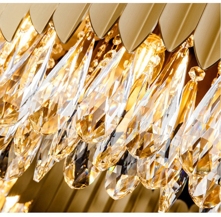 IND Modern Luxury Crystal Round Gold Black Chandelier Light