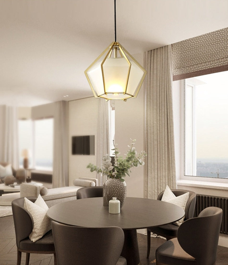 IIS Nordic Diamond Glass Golden Ceiling Hanging Lamp