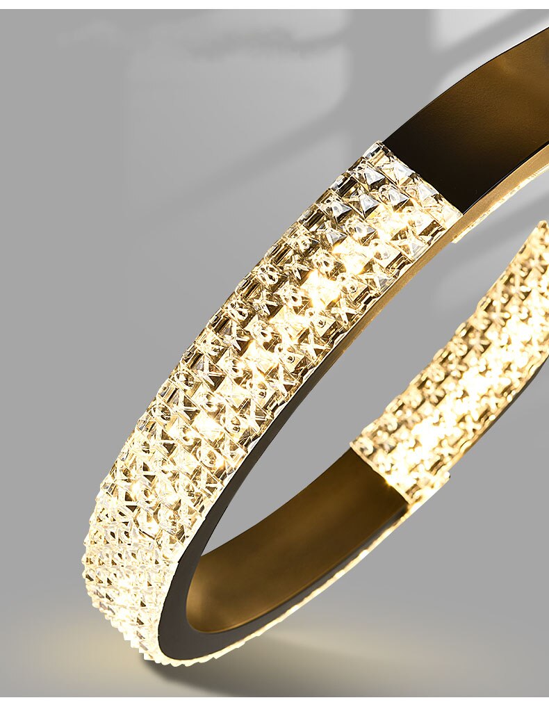 Indoors Ahsan - Gold Black Circle Rectangular Chandeliers Ceiling Lights