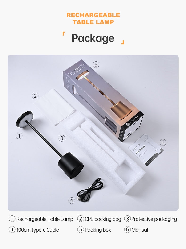 LED Night Light Table Lamps Type-c Rechargeable 4400mA