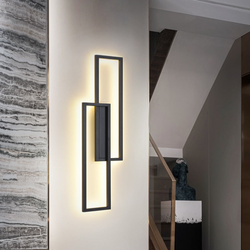 IIS LED Wall Sconces Black Rectangle Minimalist Wall Mounted Light
