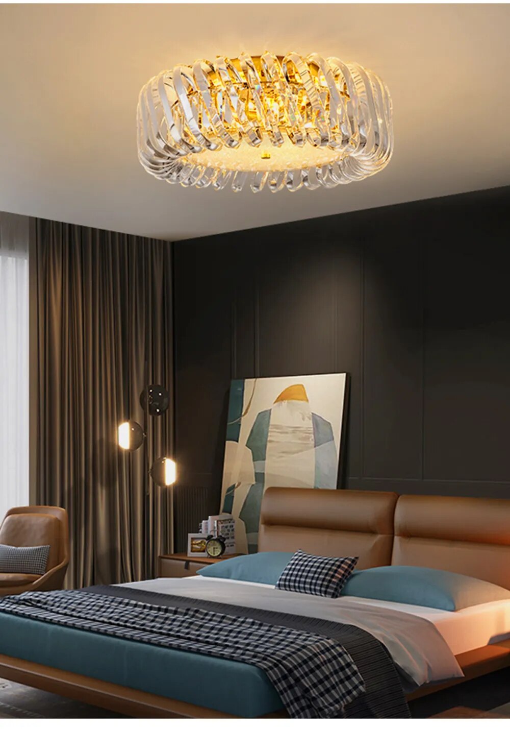 Kolia Art Deco Crystal Glass LED Dimmable Ceiling Chandelier