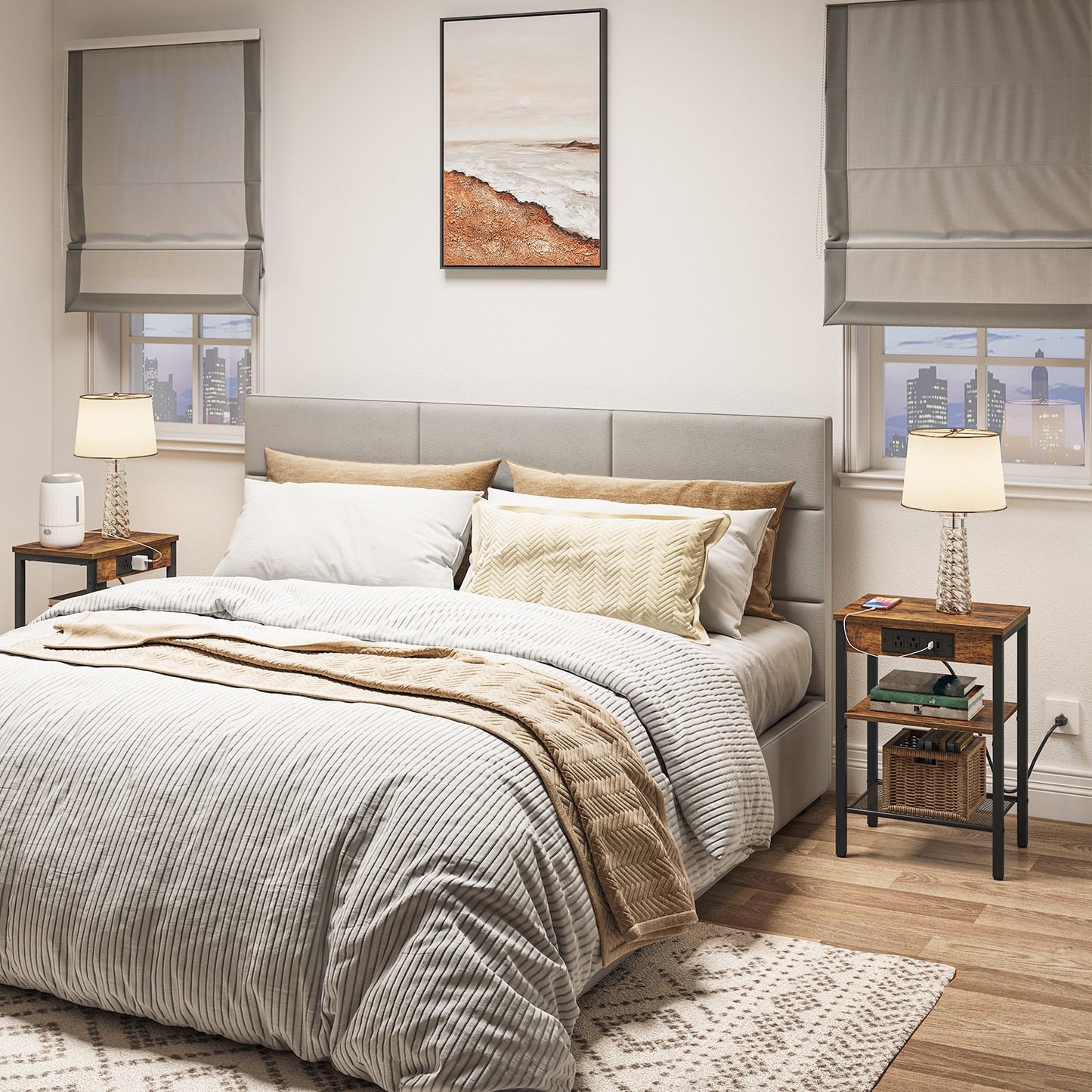 Kristian - Nightstand with Charging Station Small Nightstand