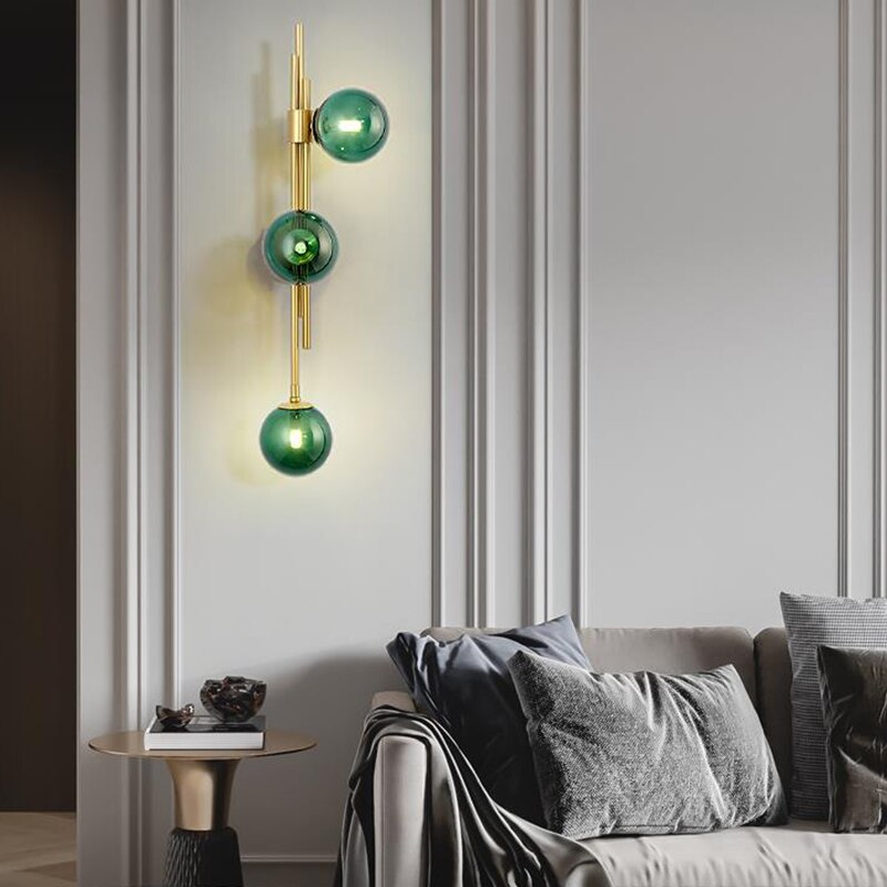 OUD Shadowcaster Green White Glass Ball Wall Lamps