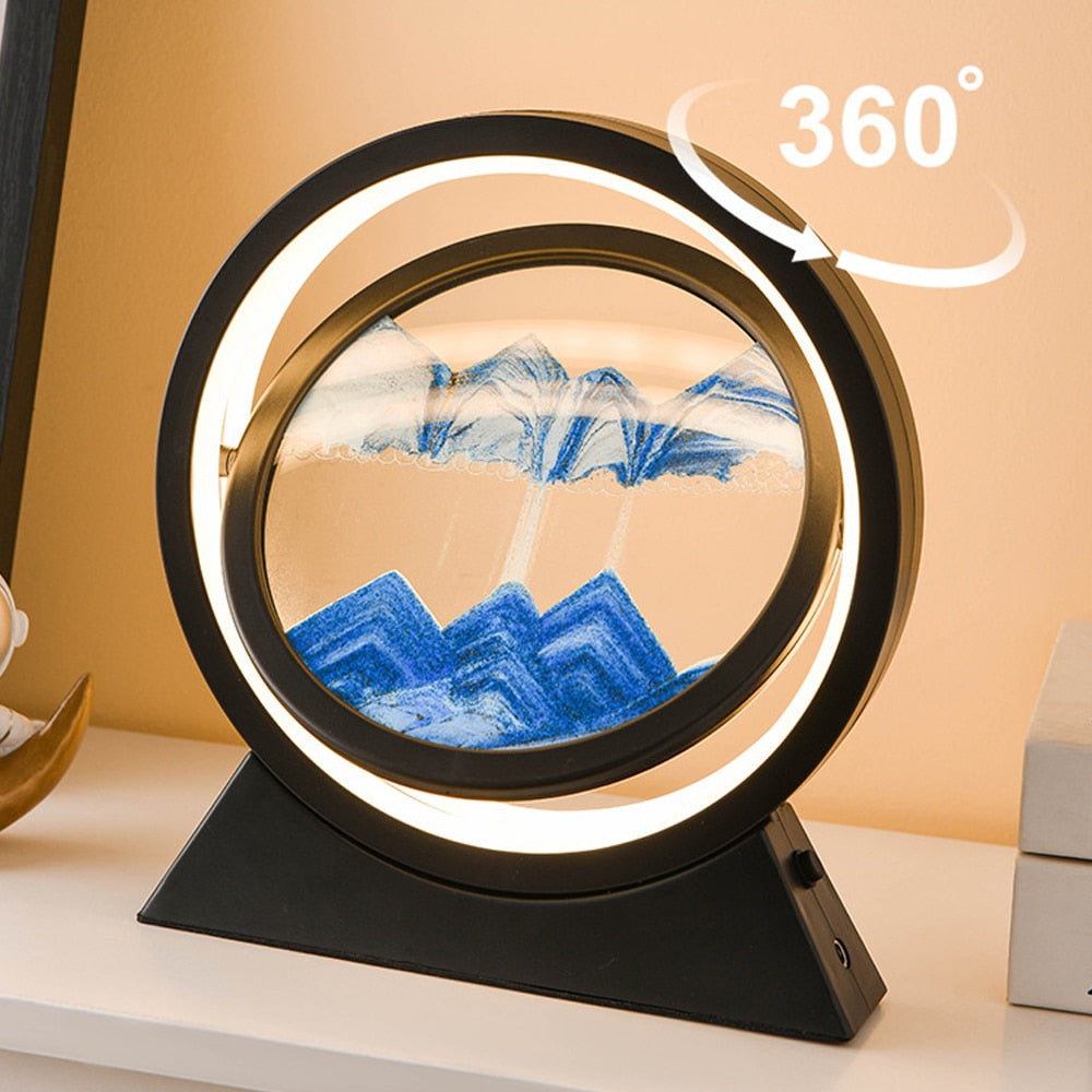 PQ 360° Rotate LED Sand Painting Night Lights