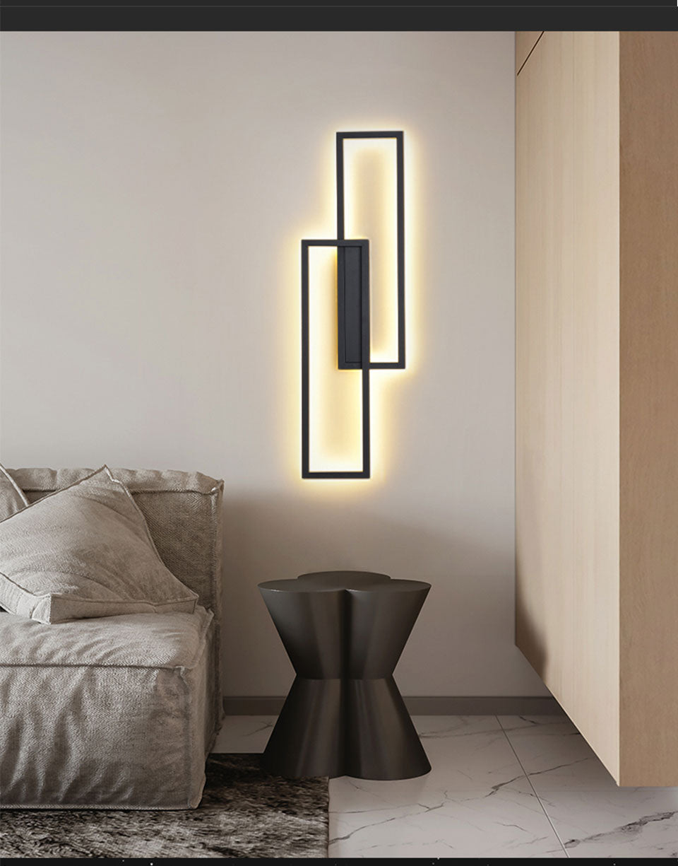 IIS LED Wall Sconces Black Rectangle Minimalist Wall Mounted Light