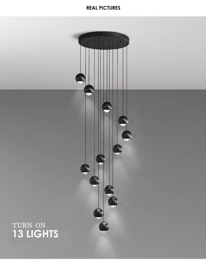 APEX Modern LED Duplex Hall Lighting Spiral Staircase Pendant Light