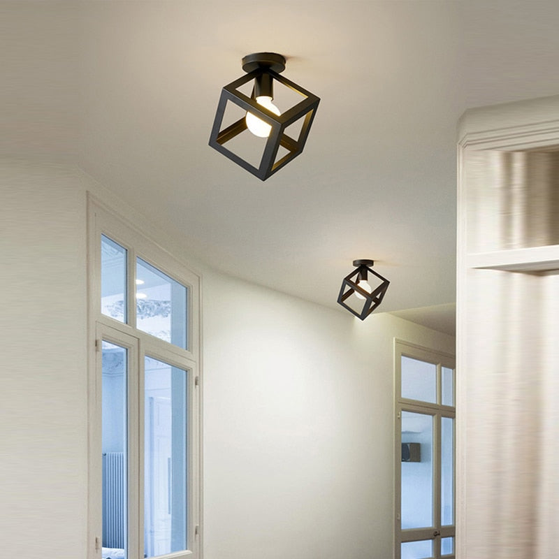 Iron Cage Metal Retro Ceiling Lamp