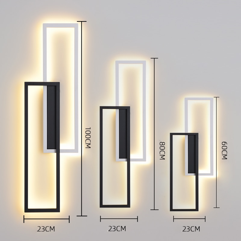 IIS LED Wall Sconces Black Rectangle Minimalist Wall Mounted Light