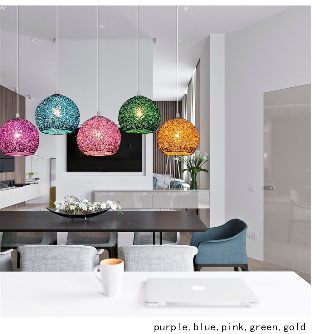 HEN Aerin Spherical Aluminum Wire Pendant Lights Color Macaron Suspension Luminaire