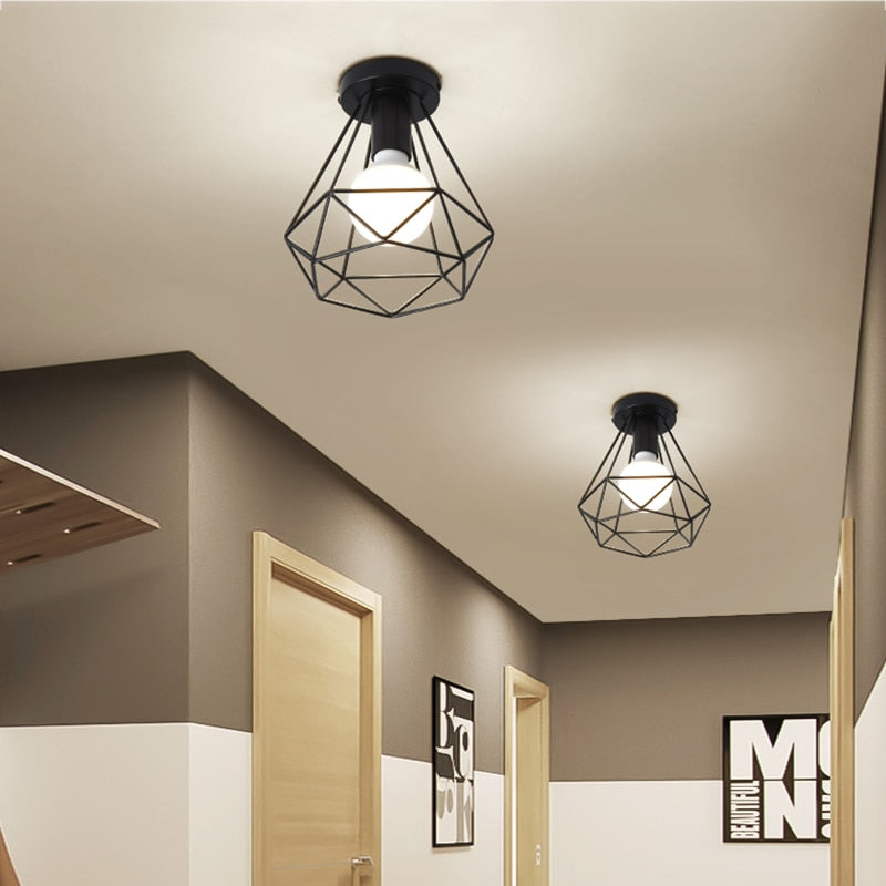 Iron Cage Metal Retro Ceiling Lamp