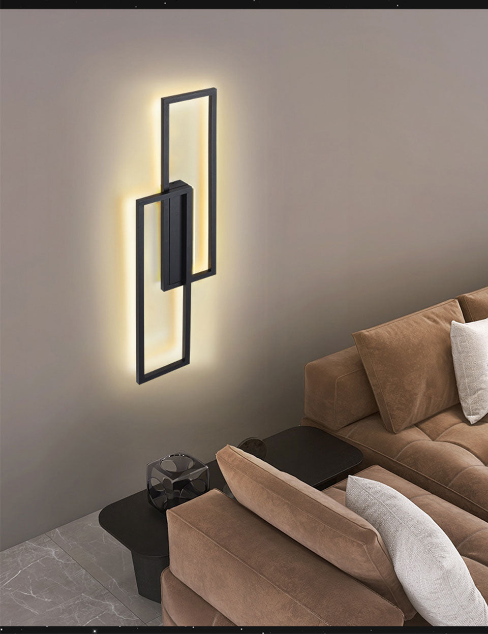 IIS LED Wall Sconces Black Rectangle Minimalist Wall Mounted Light