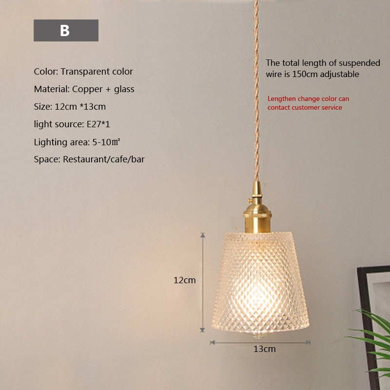 Nordic Glass Minimalist E27 Transparent Lampshade Pendant Light
