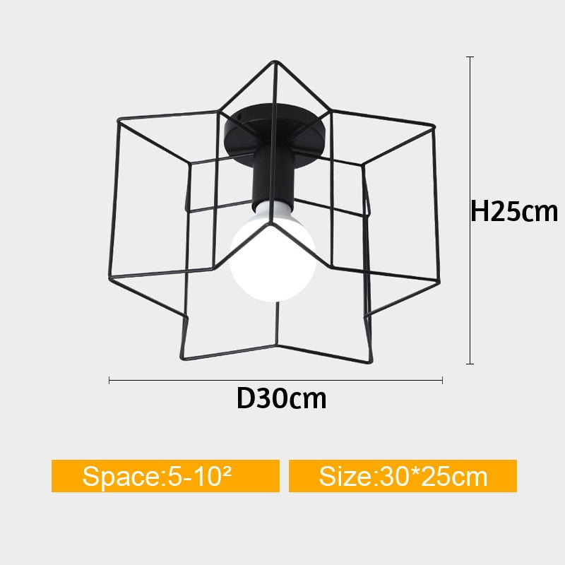 Iron Cage Metal Retro Ceiling Lamp