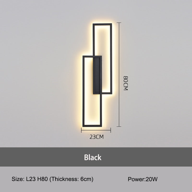 IIS LED Wall Sconces Black Rectangle Minimalist Wall Mounted Light