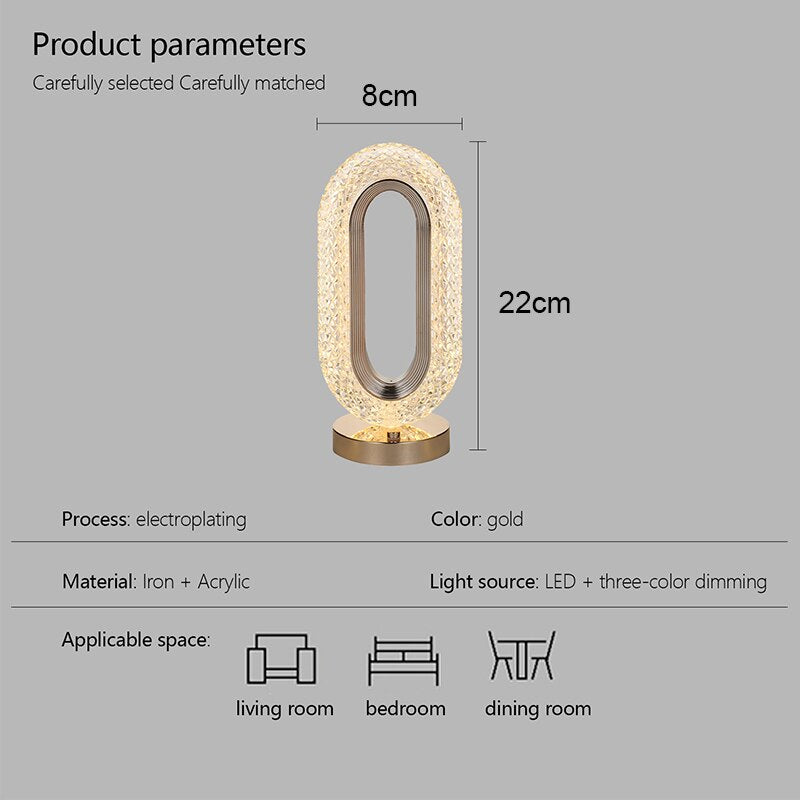 BAN Candace Oval Luxury Crystal Nordic LED table lamp