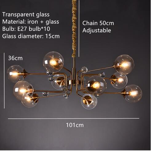 Eira Glass bubble chandelier Kitchen Island light