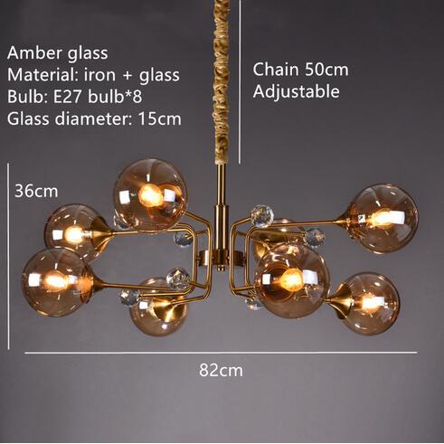 Eira Glass bubble chandelier Kitchen Island light