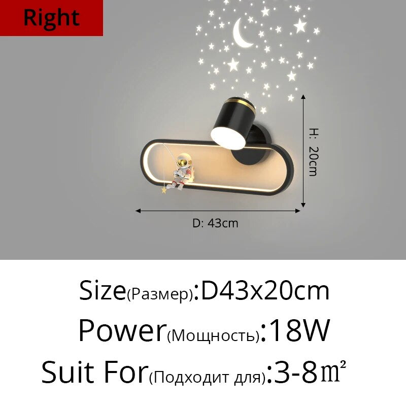 MAV Kid's room creative Wall Lamp Stars Projection Astronaut Decoration