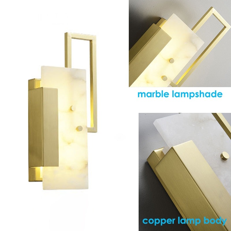 IIS Luxury Marble LED 6W Copper Golden Wall Lamp