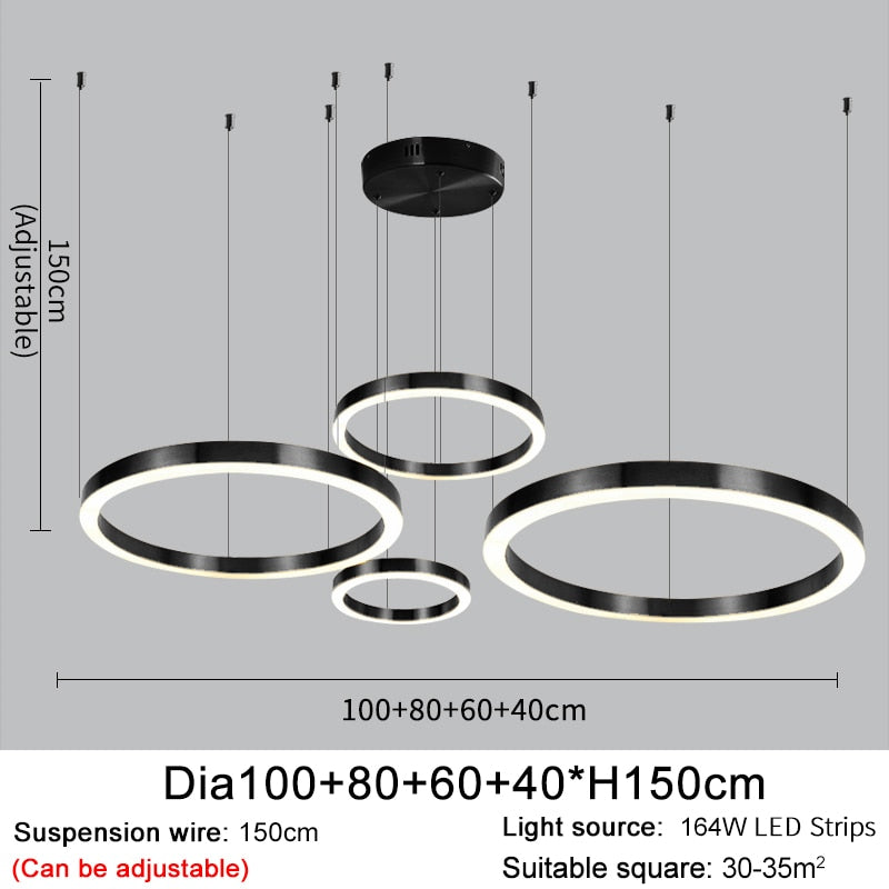 Ylk Bosque Black Ring Chandelier