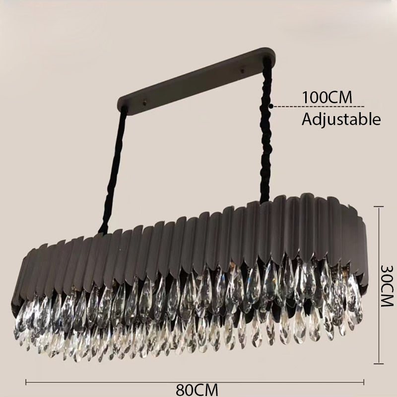 IND Modern Luxury Crystal Round Gold Black Chandelier Light