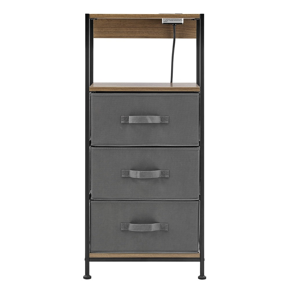 Eilif - Modern 3 Drawer Nightstand with Charging Station