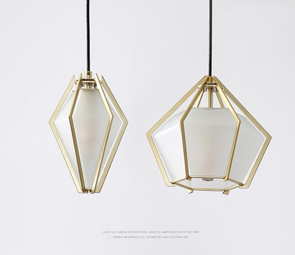 IIS Nordic Diamond Glass Golden Ceiling Hanging Lamp