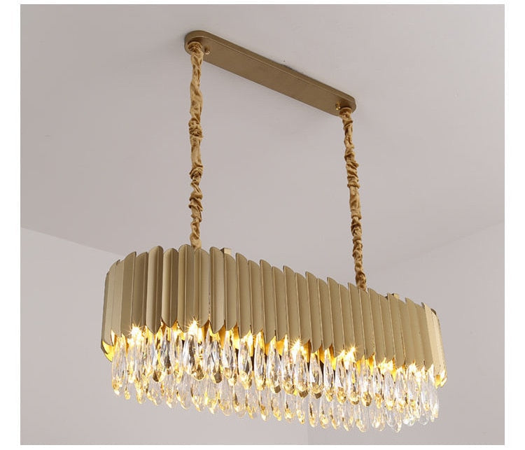 IND Modern Luxury Crystal Round Gold Black Chandelier Light