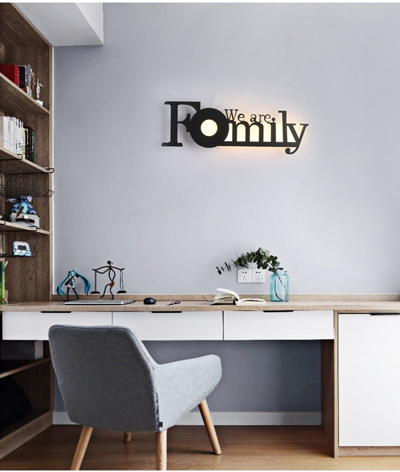 GRN HOME-FAMILY-LOVE Logo Creative Modern Acrylic Wall Lamp