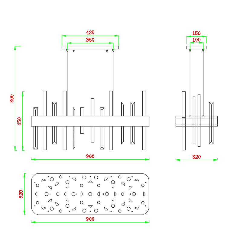 YLK Luxury Rectangle modern crystal chandelier hanging light fixture