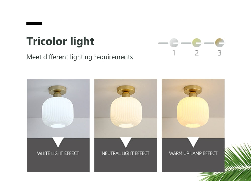 Wad Japanese-Style Glass Ceiling Lamp