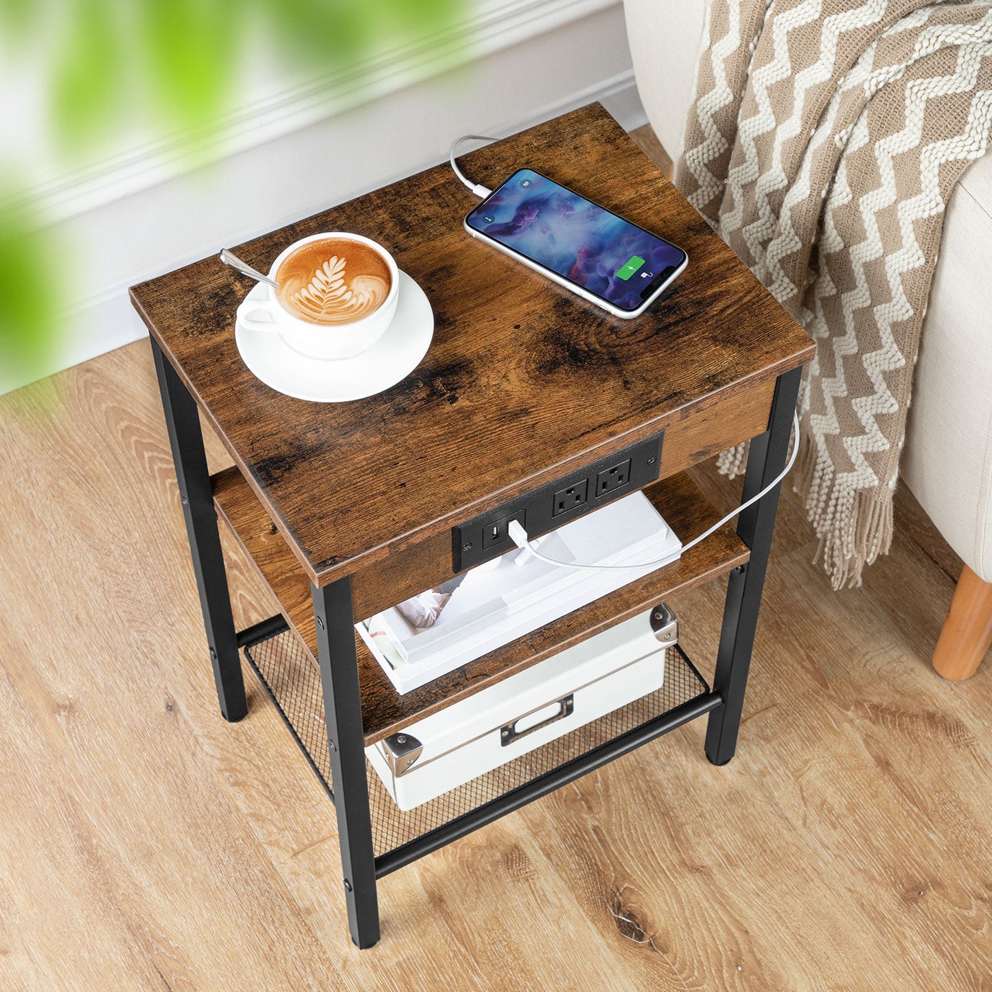 Kristian - Nightstand with Charging Station Small Nightstand