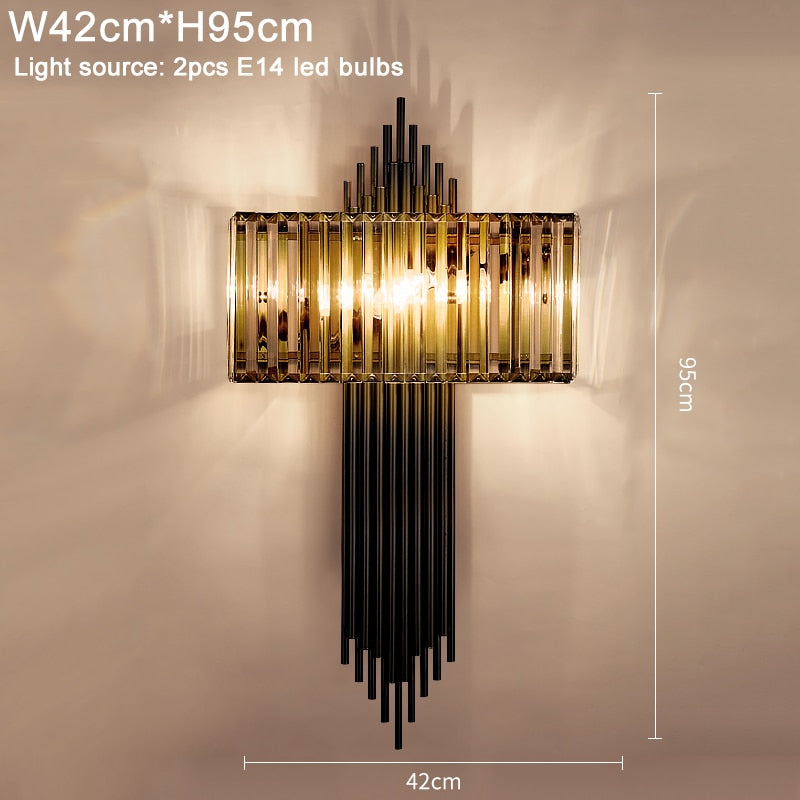 Ylk Black/Gold Crystal Wall Lamp