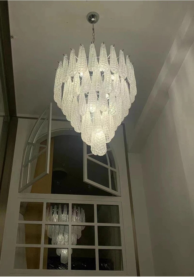 Ylk Murano White Glass Chandelier